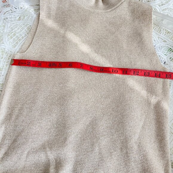 Banana Republic Sleeveless Shimmer Mock Neck Knit Top Beige – XS - Picture 9 of 9